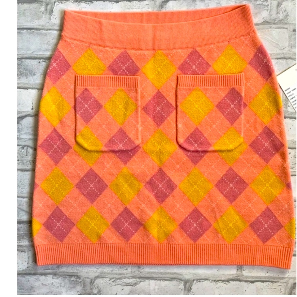 FREE PEOPLE | NWT Argyle Viola Sweater Mini Skirt Size S